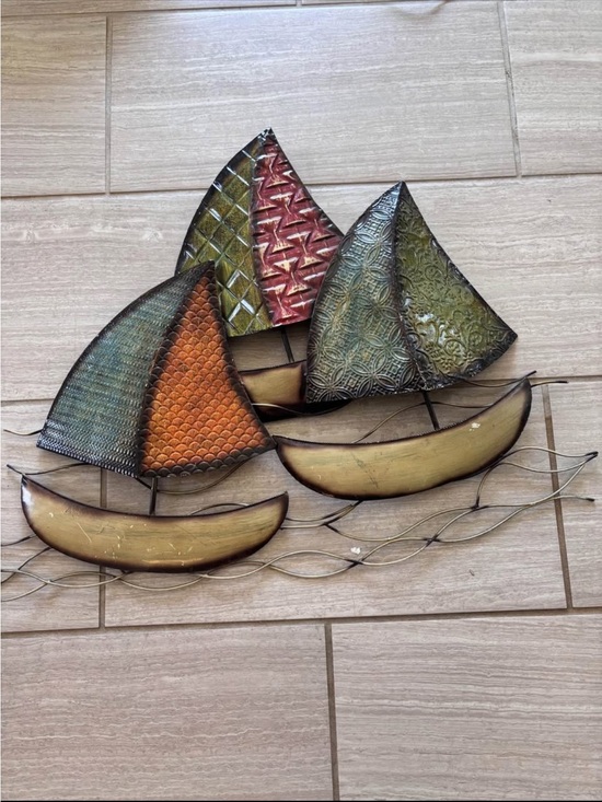 Other - Large 32” Metal Sailboat Wall Decor | Coastal Nautical Wall Art